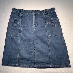 Cherokee Blue Denim Knee Length A-Line Mini Skirt